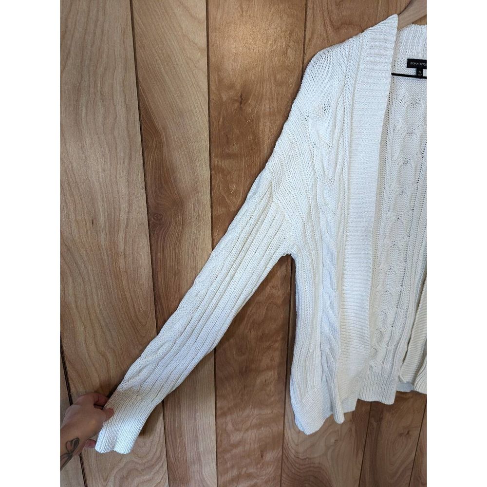 Banana Republic Chunky Knit Cardigan Open Front Neutral 100% Cotton White XS - Picture 5 of 8